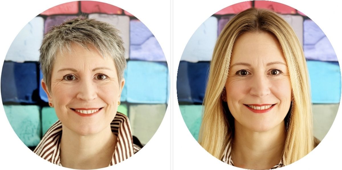 Ines Meyrose 2023 Portrait: links real mit grauen, kurzen Haaren - rechts mit blonden, langen Haaren mit KI bearbeitet
