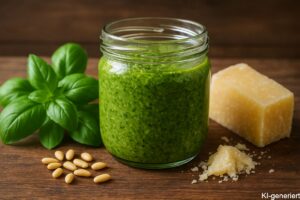 Basilikum-Pesto mit Parmesan und Pinienkernen - KI-generiert
