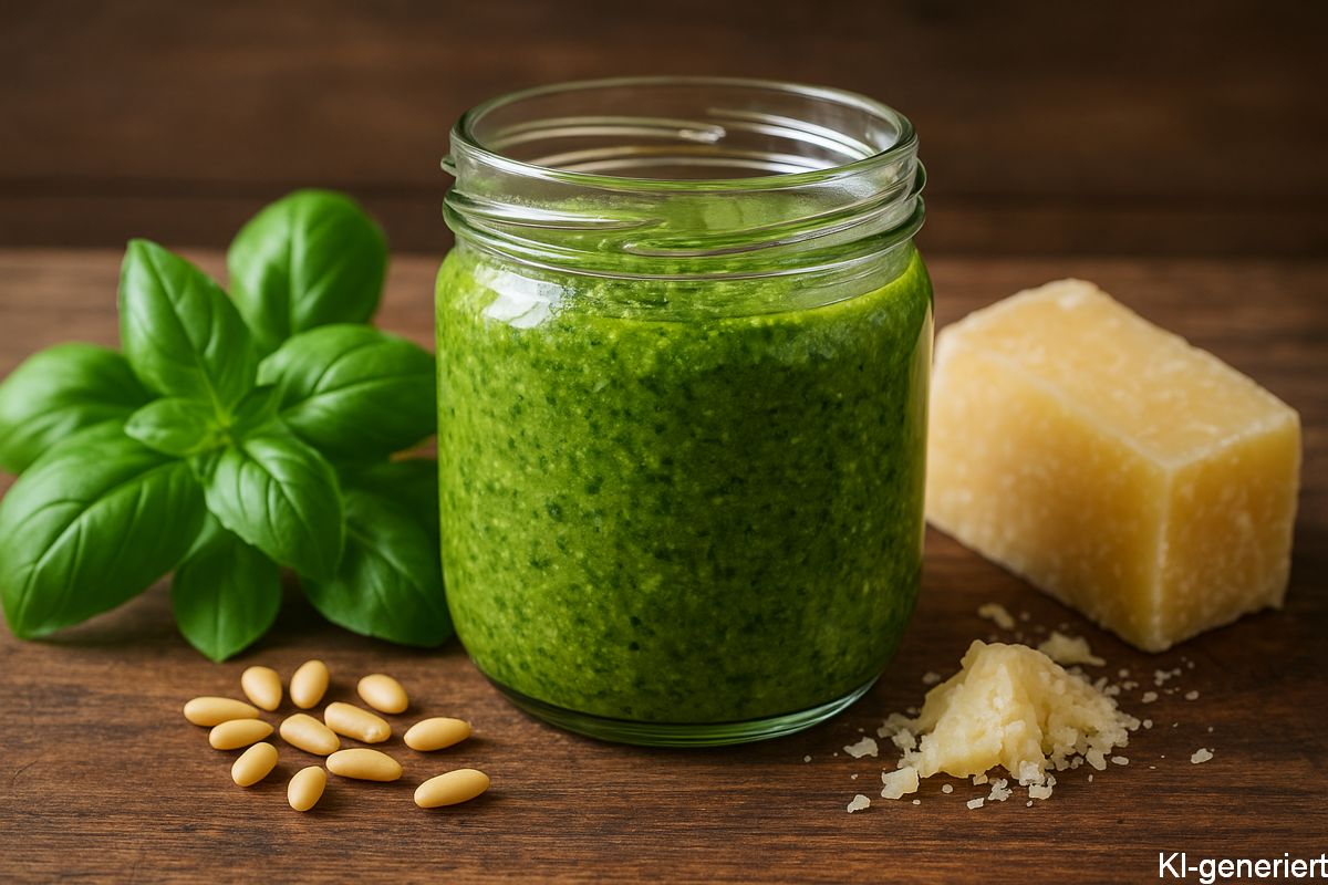 Basilikum-Pesto mit Parmesan und Pinienkernen - KI-generiert