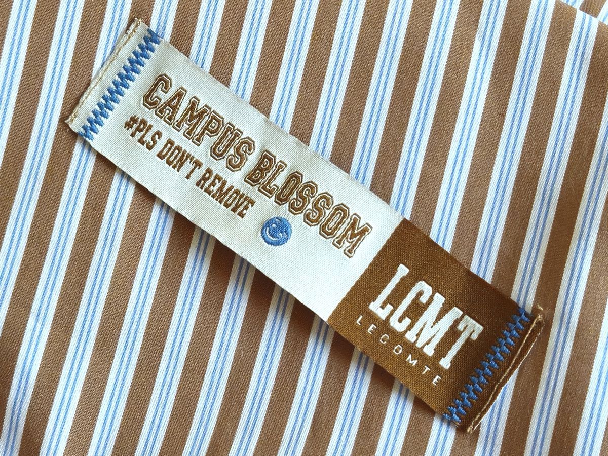 LCMT Lecomte Streifenbluse mit Hemdkragen und Patch in braun-hellblau