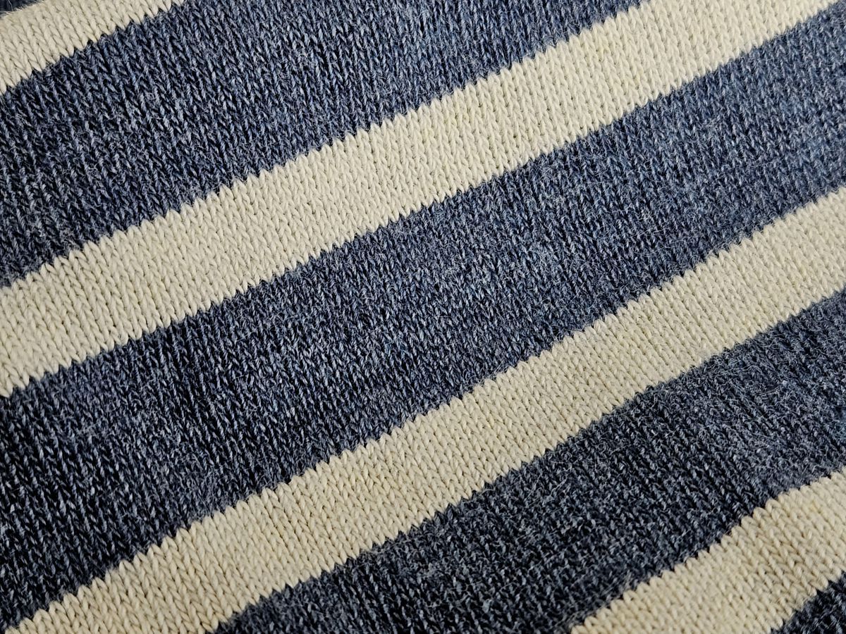 Ringelshirt Saint James Meridamm II in jean-chanvre (blau-hanf-gestreift) - Etikett entfernt